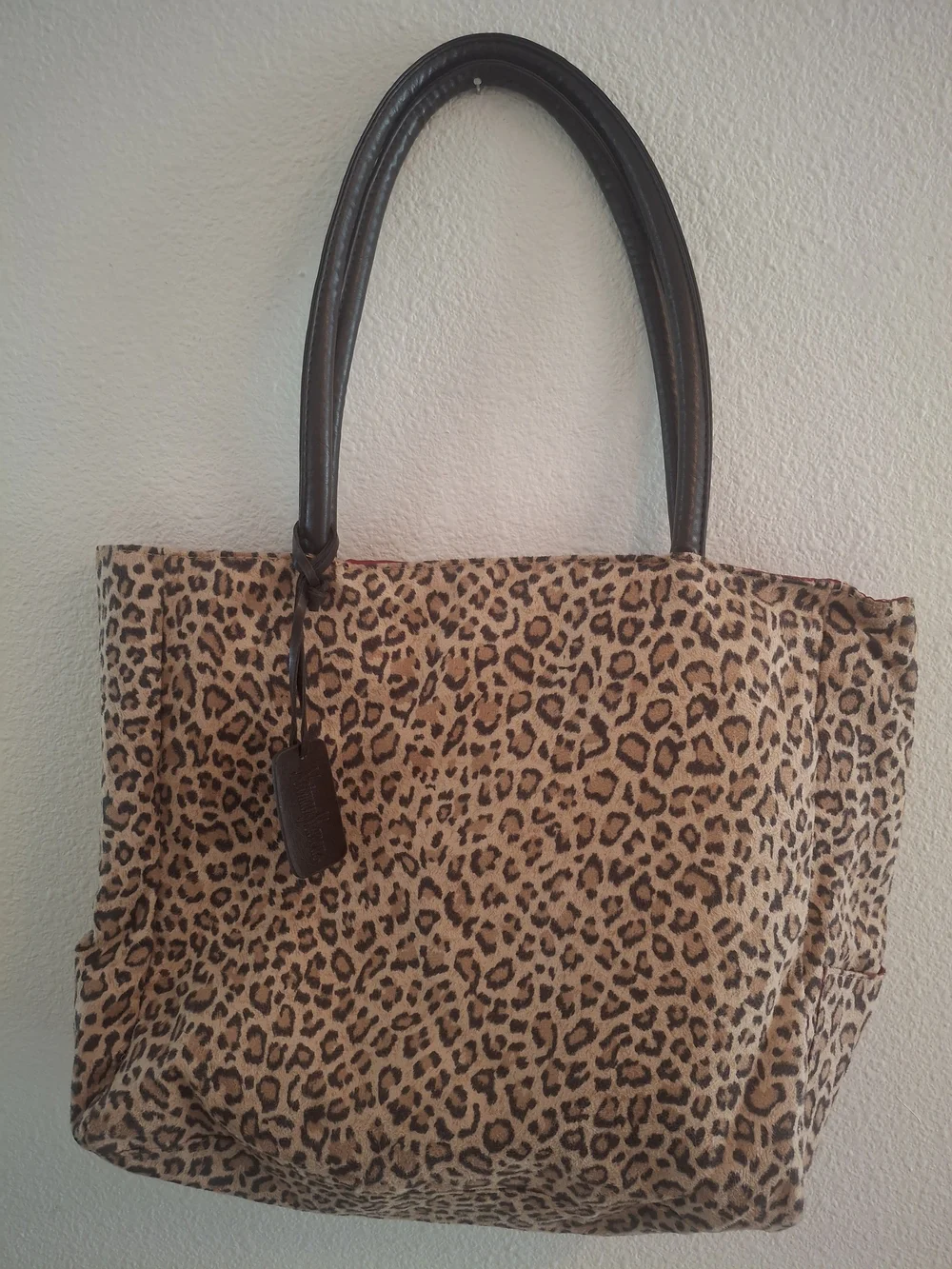 Y2k Neiman Marcus Leopard Print Tote Bag with Dark Brown Leather Handles